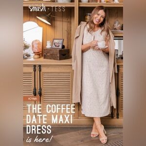 NWT Smash + Tess The Coffee Date Linen Blend Dress Vanilla Size L